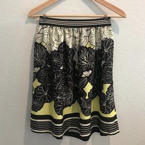 Yellow Black Floral Mini Skirt